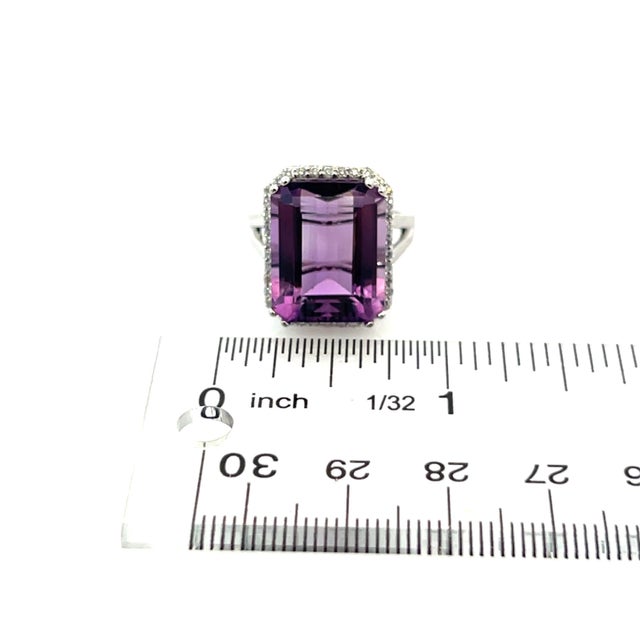 Natural Amethyst Diamond Ring Size 6.5, 14k Gold 12.48 TCW Certified For Sale - Image 12 of 13