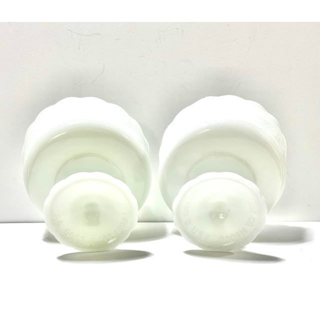 1940s Matching Milk Glass Compotes Fruit Bowls - A Pair For Sale - Image 4 of 8