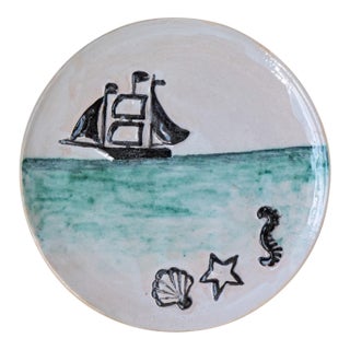 1950s Colette Gueden for Primavera French Coastal Themed Plate For Sale