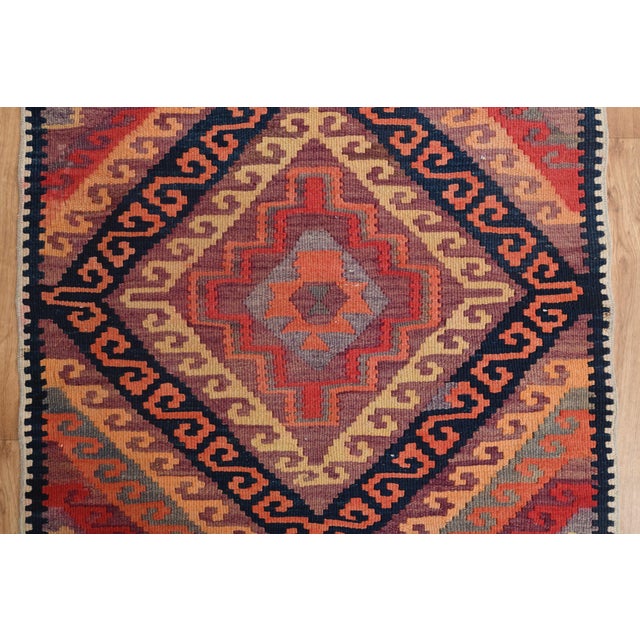 Textile 1970s Vintage Handmade Wool Cotton Red Runner Rug For Sale - Image 7 of 11