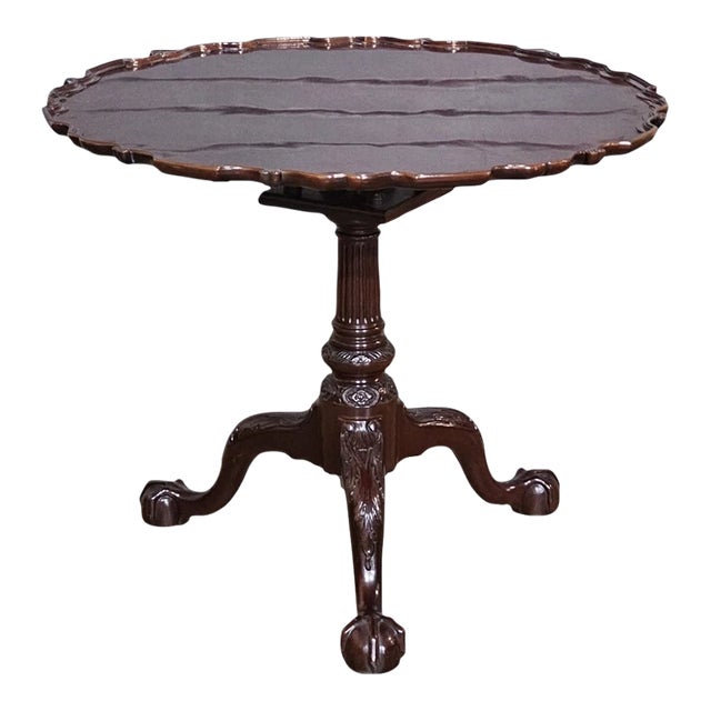 Kindel Winterthur Collection Philadelphia Carved Mahogany Tilt Top Pie Table For Sale