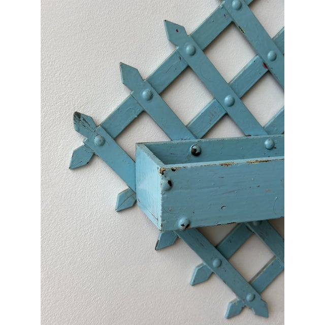 Antique Folk Art Diamond-Form Lattice Back Wall Pocket, Early 20th Century For Sale - Image 9 of 15