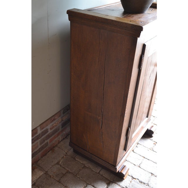 Wood Antique Oak Wooden Spinde Cabinet For Sale - Image 7 of 10