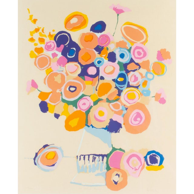 A serigraph print by the American artist William Ray McCauley (1931-1989). Titled "Les Fleurs Fauves," this still life...