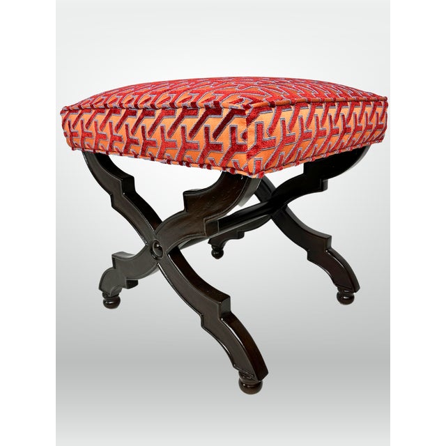 Niccolo Italianate X-Base Velvet Stools - A Pair For Sale In Greensboro - Image 6 of 12