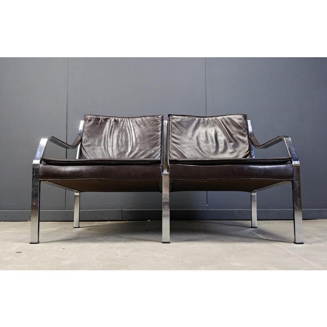 Brown Leather Sofa attributed to Preben Fabricius and Jorgen Kastholm for Walter Knoll, 1960 For Sale - Image 8 of 10