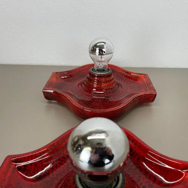 Red Ceramic Fat Lava Wall Lights from Hustadt Lights, Germany, 1970s, Set of 2 For Sale - Image 17 of 18