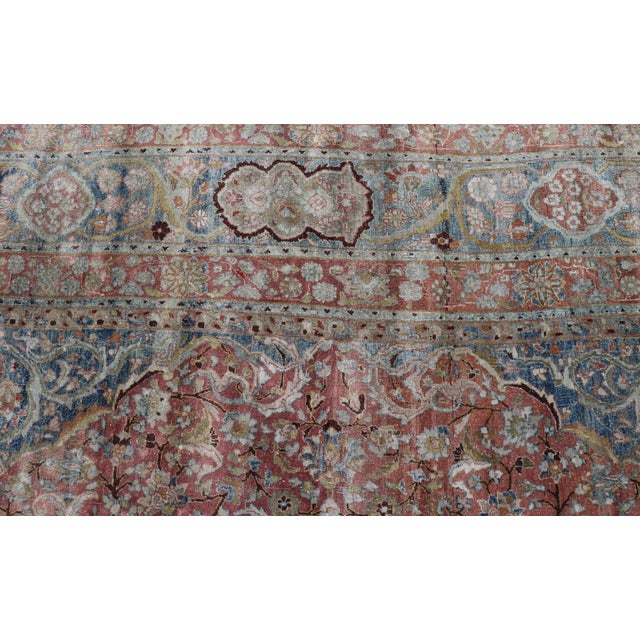 Brown Large Persian Antique Mashad Carpet With Colorful Floral and Medallion Design 12'11 X 16'3 For Sale - Image 8 of 18