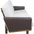 Hans Wegner GE236 sofa upholstered in Dedar Milano Boucle fabric with a frame of smoked oak and brown leather armrests....