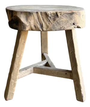 Vintage Elm Wood Chop Block Table
