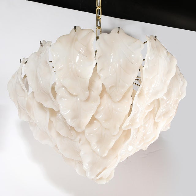 Mid-Century Modernist Mazzega Murano Glass Leaf Chandelier For Sale - Image 10 of 11