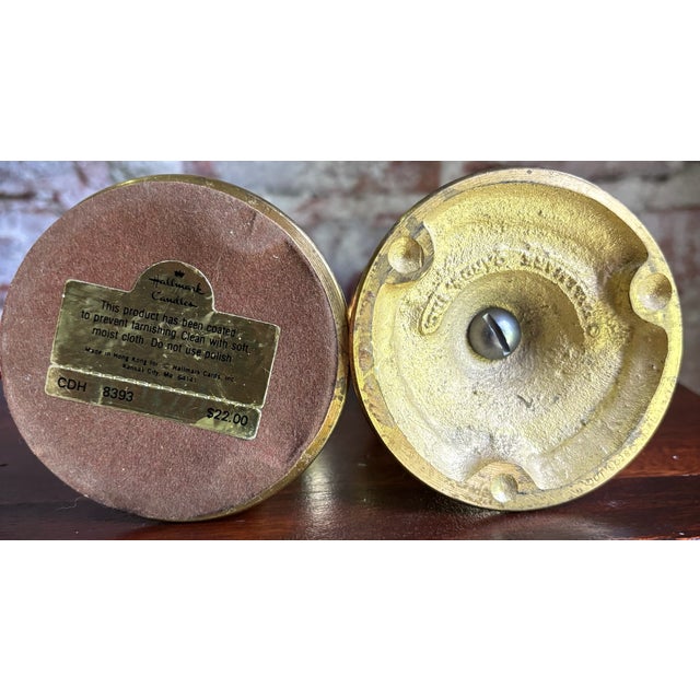 Brass Vintage Hallmark Brass Candlestick Holders - Pair For Sale - Image 8 of 10