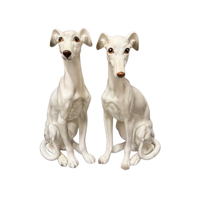 Italian 1960s Italian Ceramic Whippets, a Pair For Sale - Image 3 of 9