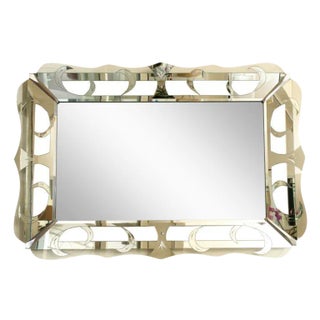 Vintage Hollywood Regency Etched Silver Mirror For Sale