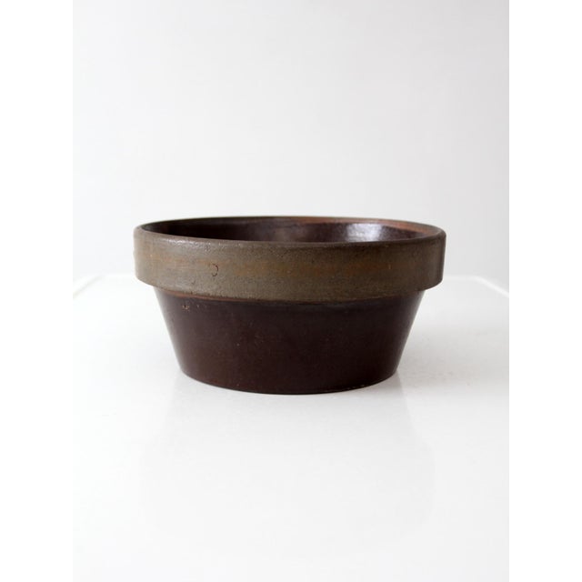 Antique American Stoneware Mixing Bowl With Brown Glaze For Sale - Image 10 of 14