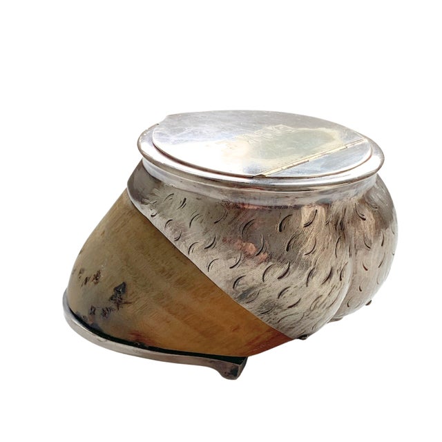 Mid 19th Century Antique Equestrian Horse Hoof Inkwell, Silver Mounted, “Duke” For Sale - Image 5 of 9