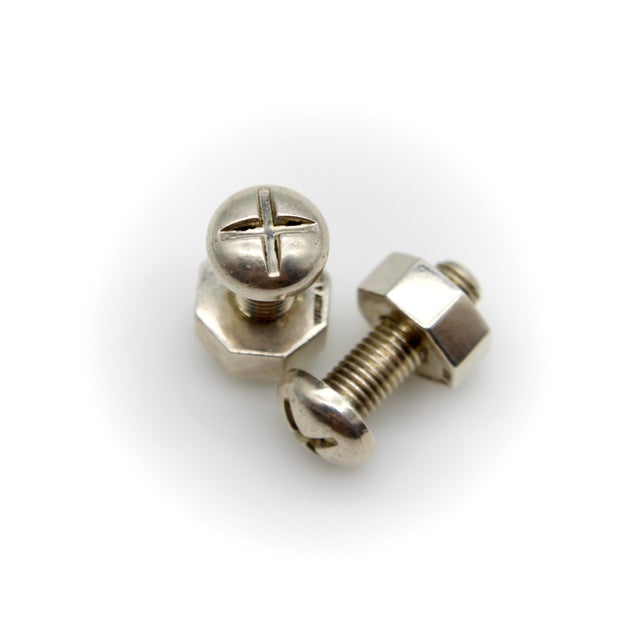 Modern Vintage Sterling Silver Tiffany & Co. Nut and Bolt Cufflinks, Pair For Sale - Image 3 of 8