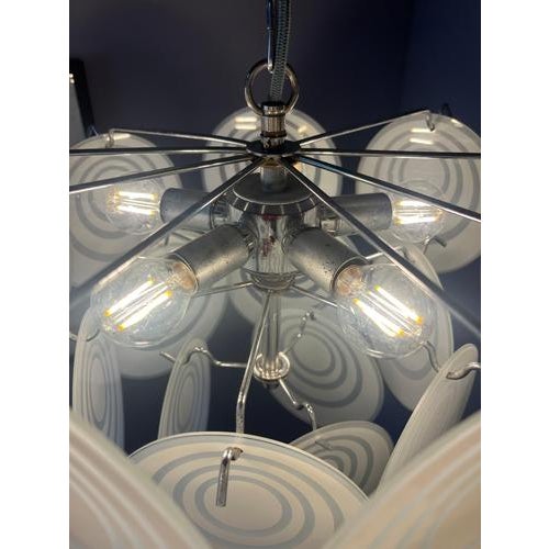White and Silver Chandelier with Glass Panes For Sale - Image 10 of 11