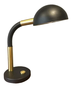 Vintage German Brass and Black Metal Desk Lamp from Hillebrand Lighting