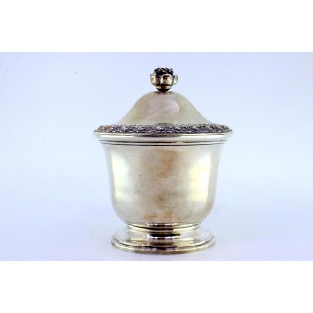 Silver Candy Box with Lid and Handle Embossed with Floral Motifs and Engraved Waves For Sale - Image 6 of 8