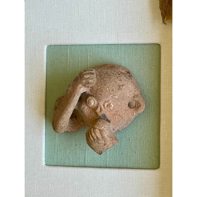 Antique Framed Shadowbox of Pre-Columbian Style Coastal Peruvian Artifacts For Sale - Image 4 of 13