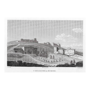 1822 House of El Cid Antique Engraving