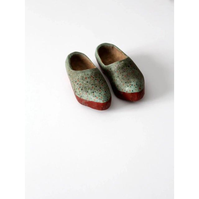 American Antique Children's Wooden Clogs Pair For Sale - Image 3 of 10