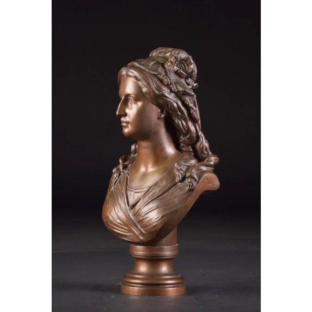 1873 Bust of a Woman from Bronze Signed by Jean Jules Salmson and Bauer For Sale - Image 10 of 12