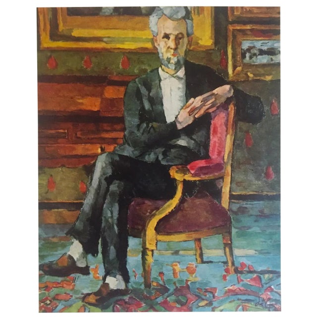 Vintage 1952 Post Impressionist Authentic Lithograph Print " Chocquet Seated " After Paul Cezanne1887 For Sale