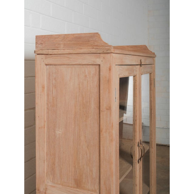 Late 20th Century Bleached Wood Glass-Front Display Cabinet For Sale - Image 5 of 6