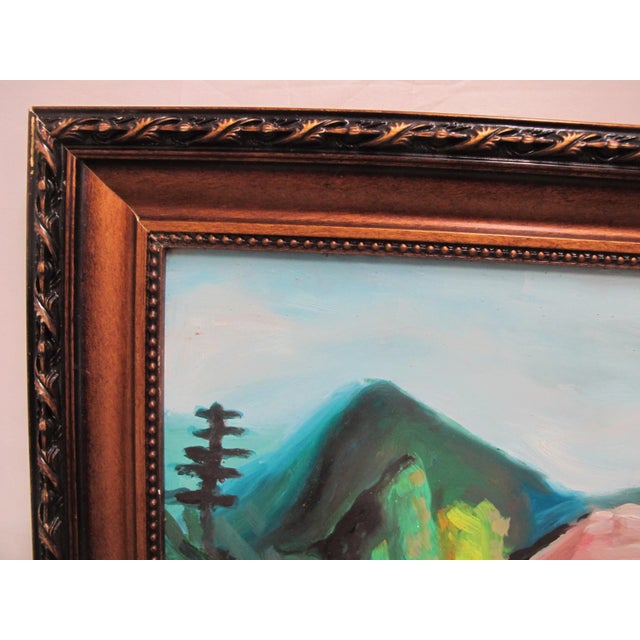 Signed Attributed to Arthur Lismer Framed River Landscape Surreal Oil Painting For Sale - Image 4 of 8