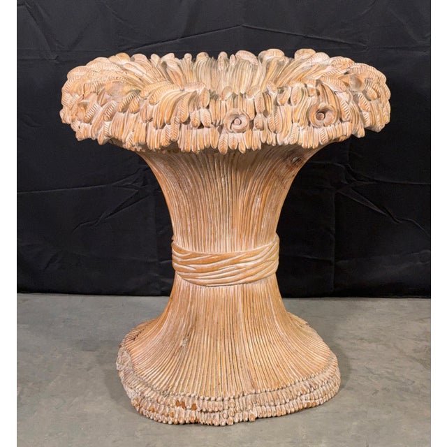 Beige Carved Wood Wheat Sheaf Dining Table Base by Chelini of Florence Italy, 1970s For Sale - Image 8 of 12