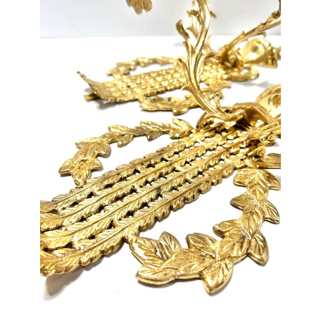 Vintage French Louis XVI Style Brass Wall Sconces – Pair For Sale - Image 12 of 12