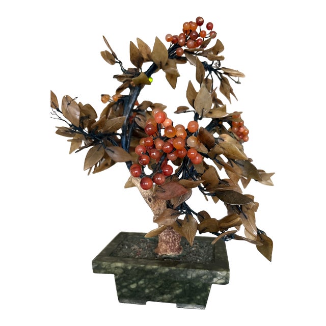 Chinese Hard Stone & Gemstone Bonsai Tree Decorative Stunning For Sale