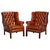 Brown Hand-Dyed Burgundy Brown Leather Wingback Chairs, Set of 2 For Sale - Image 8 of 8