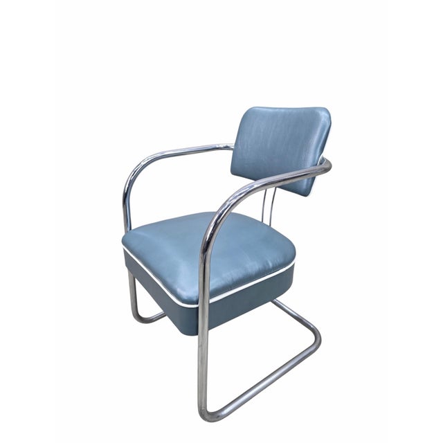 Teal Mid 20th Century Art Deco Cantilever Chairs Newly Reupholstered - Pair For Sale - Image 8 of 11