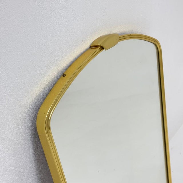 Mid Century asymmetric German brass Original kidney wall mirror from the 60s model number 986 the mirror is MADE in...