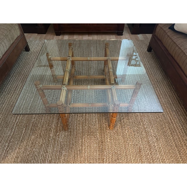 Vintage Bamboo & Glass Coffee Table For Sale - Image 4 of 14