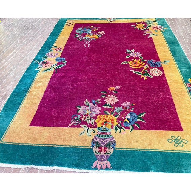 Antique Art Deco Chinese Rug 6' X 8'8" For Sale - Image 11 of 12