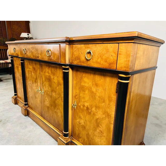 Neoclassical Ej Victor Empire Neoclassical Cherry & Burl Sideboard Credenza For Sale - Image 3 of 10