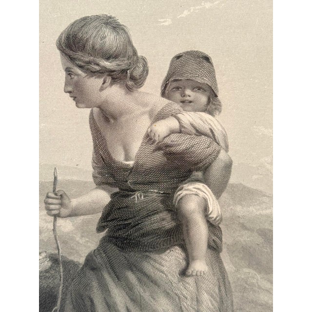 Green Antique Outsider "The Mountaineer" Mother & Child Engraving Art by Paul Falconer Poole For Sale - Image 8 of 11