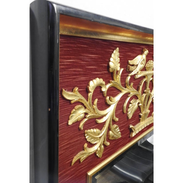 Traditional LaBarge Mirrors of Michigan Red Velvet With Gold Gilded Birds Mirror For Sale - Image 3 of 10