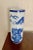 Chinoiserie Vintage Blue and White Ceramic Tube Chinoiserie Vase For Sale - Image 3 of 5