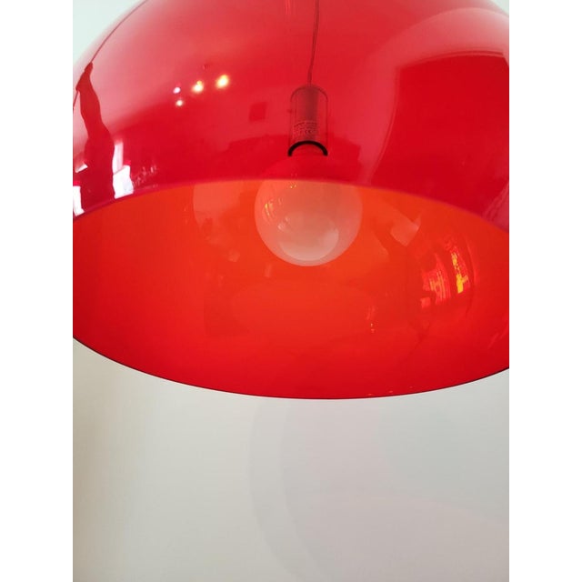 Kartell Italian Hanging Light in Acrylic Glass Red by Ferruccio Laviani for Kartell For Sale - Image 4 of 9