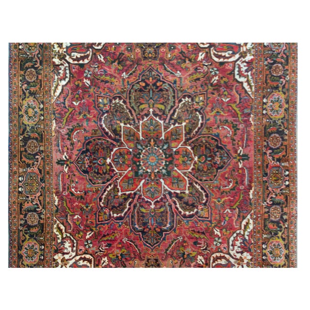 Vintage Persian Heriz Rug For Sale In Chicago - Image 6 of 14