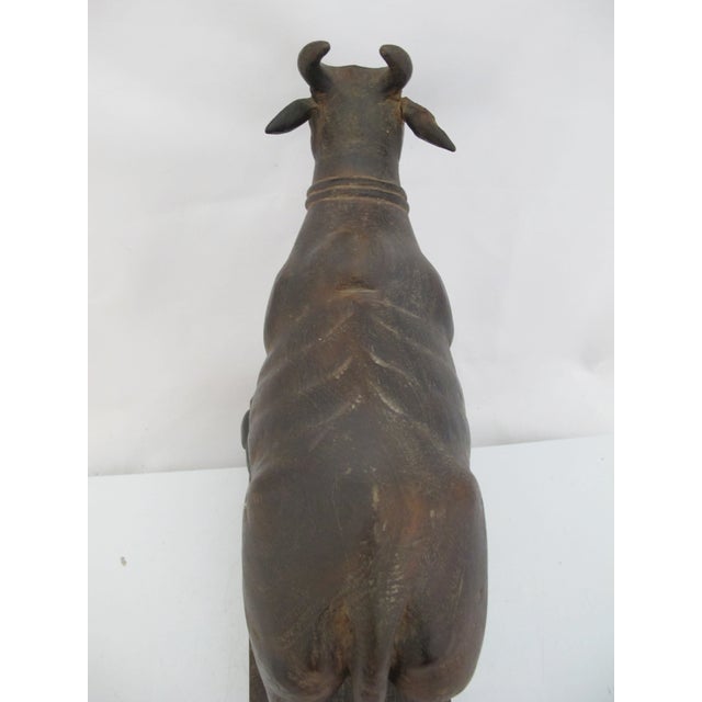 Kamadhenu Wooden Cow & Calf Rustic Hand Carved India Hindu Folk Art Sculpture For Sale - Image 4 of 11