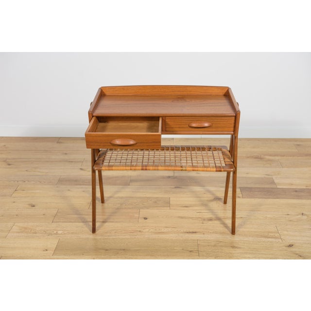 Mid-Century Teak and Rattan Console Table from Søren Rasmussen, Denmark, 1960s For Sale - Image 11 of 17