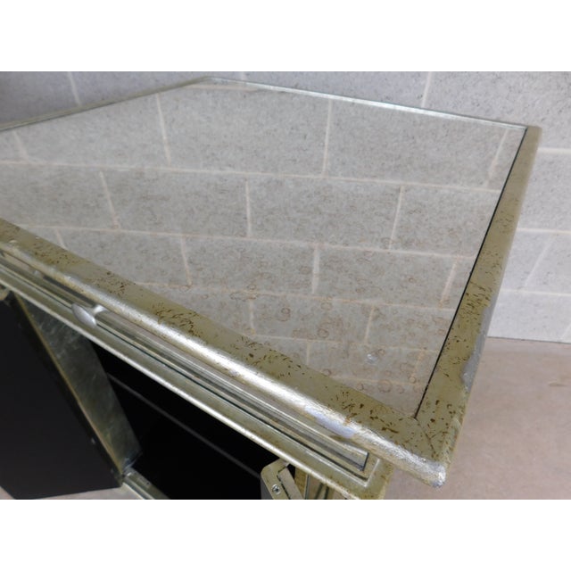 Hollywood Regency Silver With Mirrored Paneling Nightstands - A Pair For Sale - Image 15 of 17