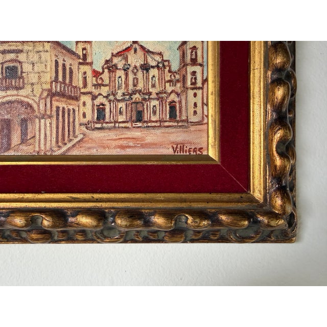 1960's Villiers Cathedral De La Habana Cuba Impressionist Oil on Masonite Board - Framed For Sale - Image 9 of 12