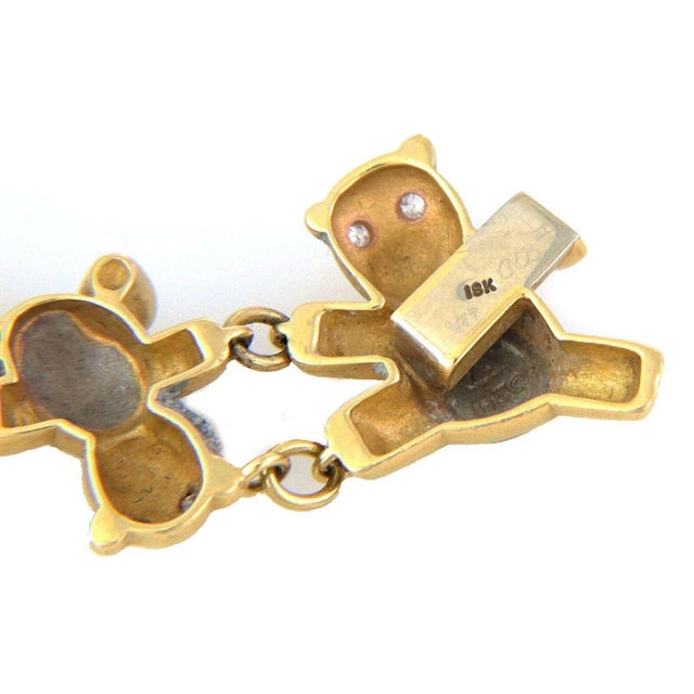 Teddy Bear Diamond 18k Multi Tone Gold Link Bracelet For Sale In Miami - Image 6 of 6